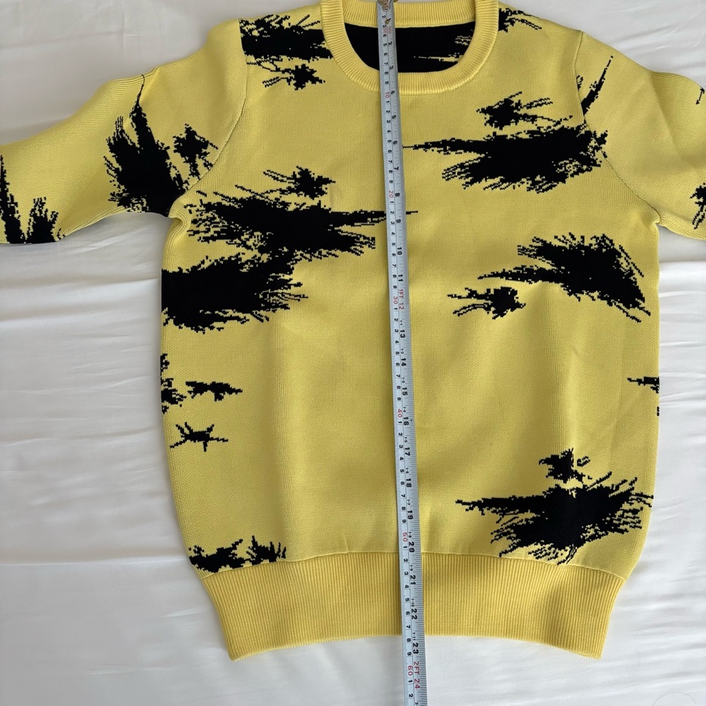 NWOT Acne Studio Style Yellow Ink Splatter Splash  Sweater S - Picture 12 of 13